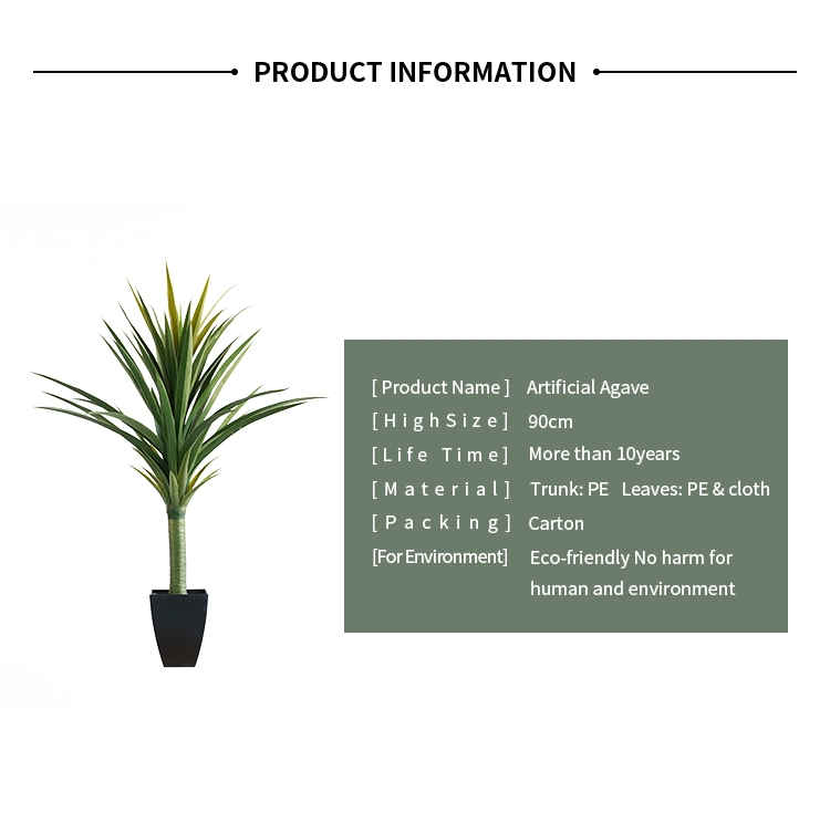 Factory Wholesale Realistic Artificial Large Succulent Plants Agave for Decoration