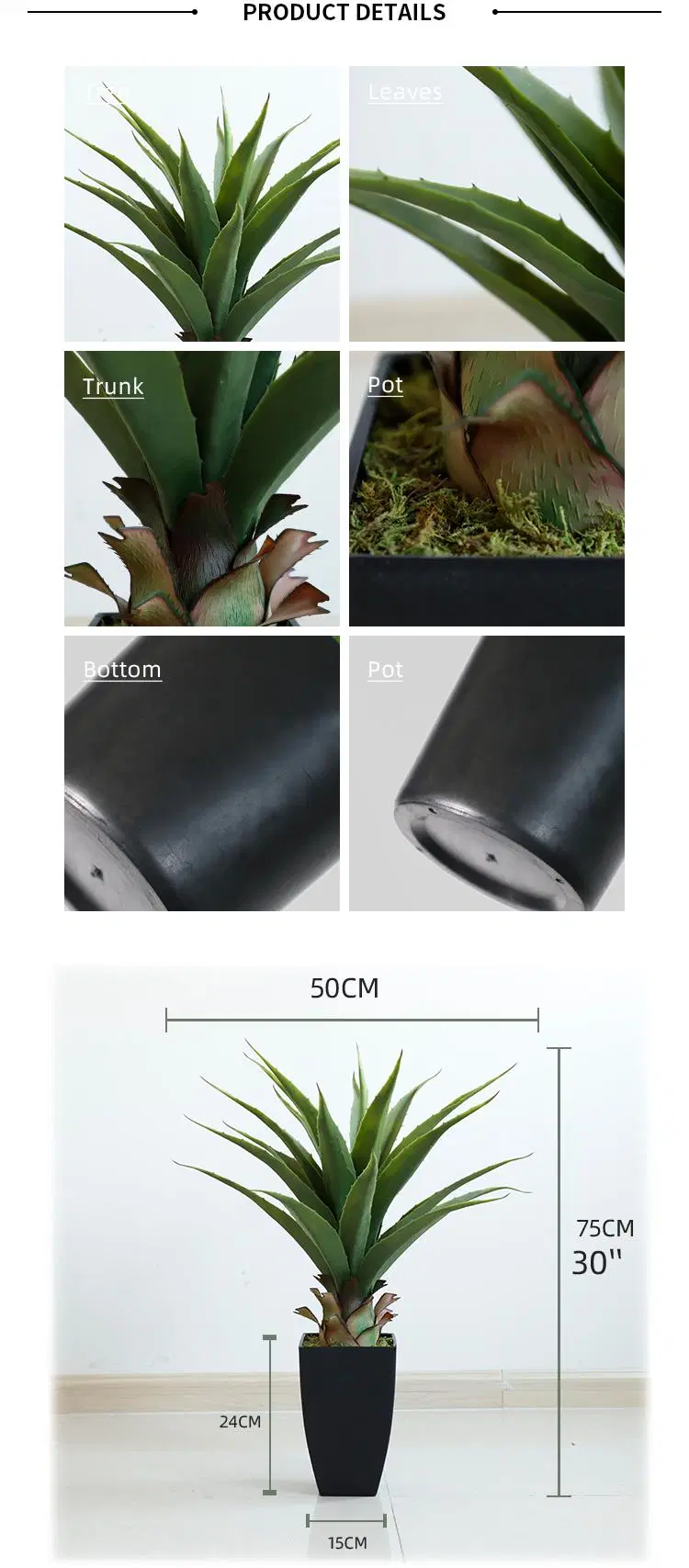 Outdoor Home Decoration Natural Agave Plant Artificial Agave Plant