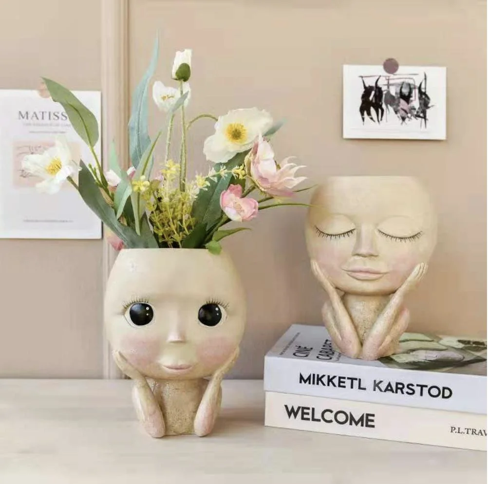 Flower Pots with Faces Planter Pot with Face Pot Plant Cute Girl Head Vase