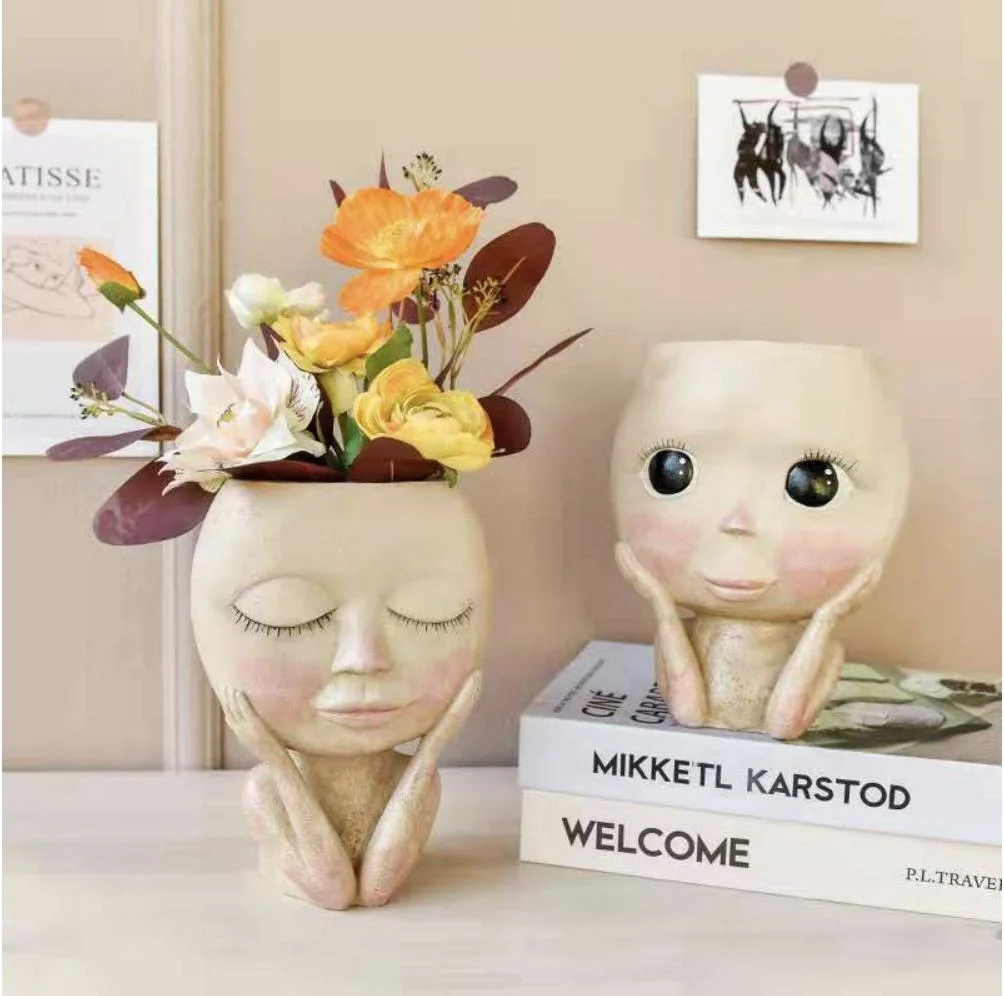 Flower Pots with Faces Planter Pot with Face Pot Plant Cute Girl Head Vase