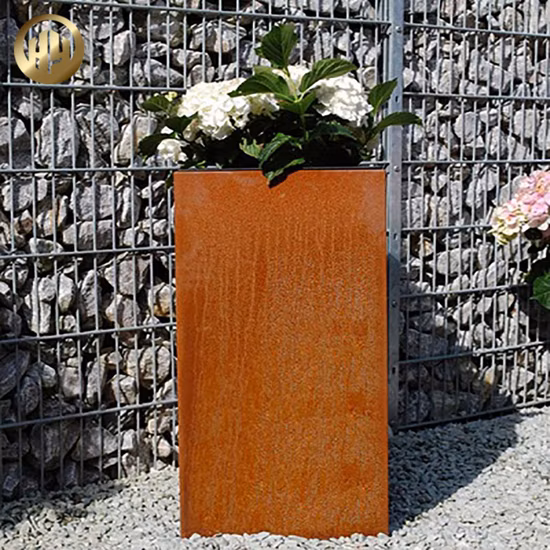 Stand Corten Steel House Decoration Metal Rectangular Flower Planter