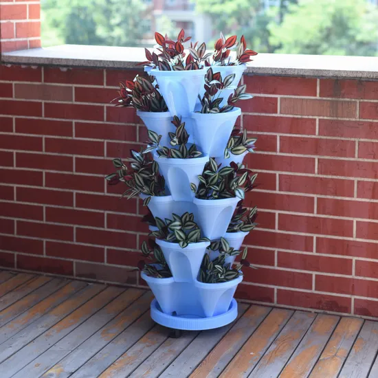 Vertical Hydroponic Planting Stackable Tower Vegetable Flower PP Pot