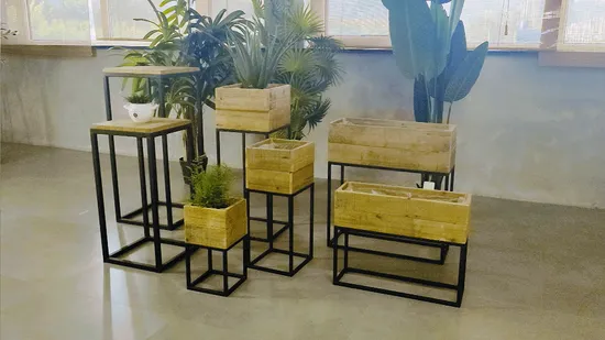 Reclaimed Wood Planter with Metal House