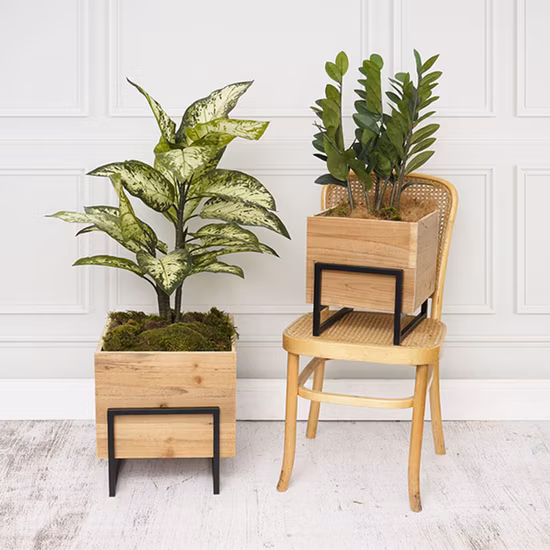 Reclaimed Wood Planter with Metal House