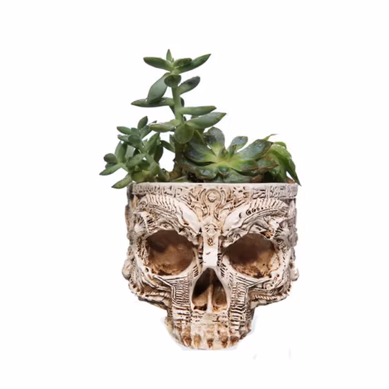 Halloween Decoration Resin Skull Head Plant Pot
