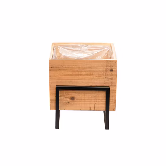 Rectangular Reclaimed Wood Planter with Metal House