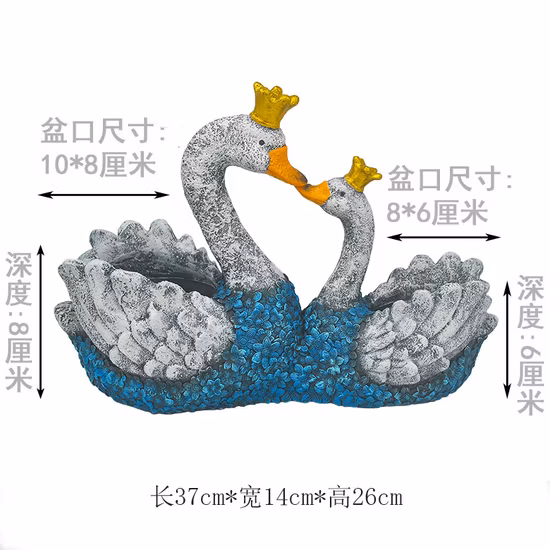 Creative Flower Pot Swan Statue Model Decoration Animal Planter Succulent Plant Pot for Outdoor Lawn Decoration