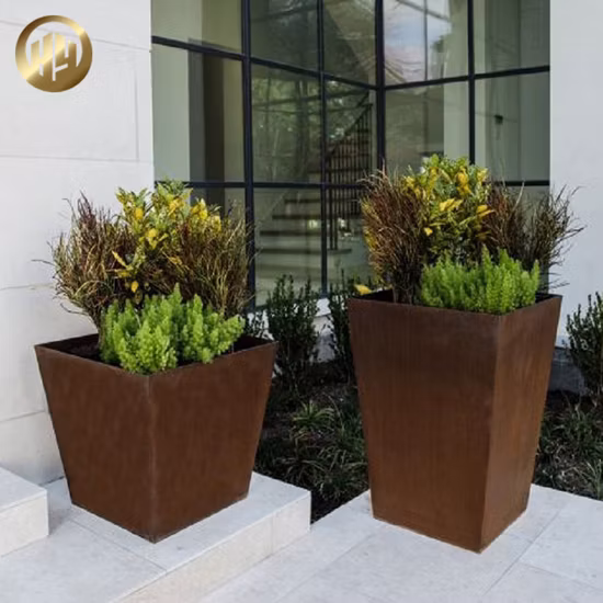 Medium Corten Steel Rusty Metal House Garden Decoration Planter