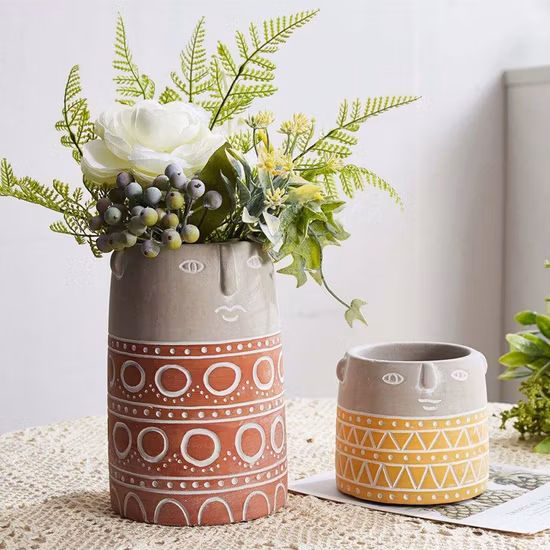 Concrete Planter Pots for Plants Modern Indoor Outdoor Head Planter Face Vase Statue Plant Cement Pot