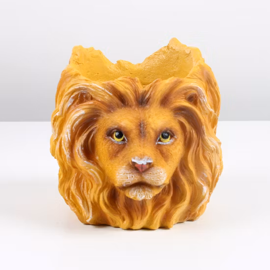 Resin Lion Head Planter Indoor Flower Pot