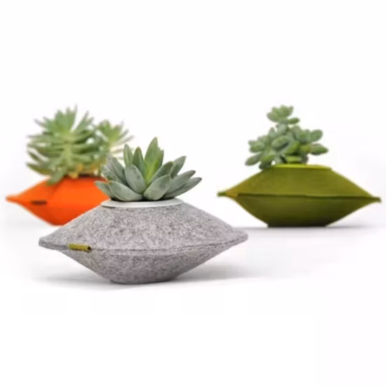 Colorful Modern Flowerpots with Original Shapes Decorative Planters Made of Recycled Material Unusual Planters of 100% Recycled Felt Bl21949