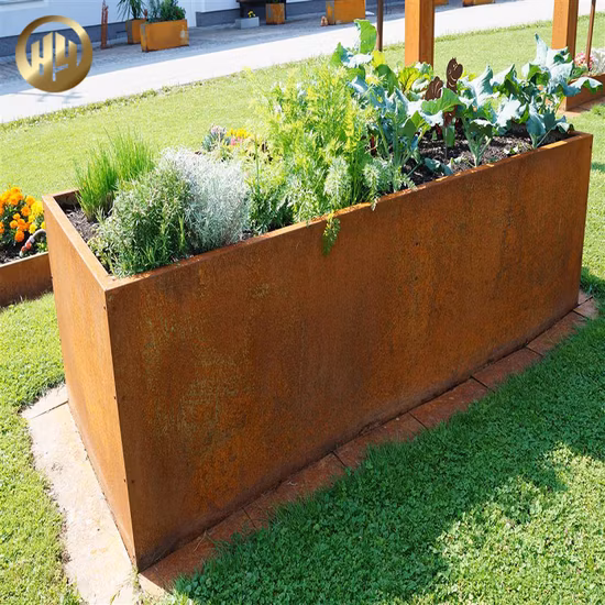 Rectangular House Corten Steel Rusty Metal Garden Decoration Plants Planter